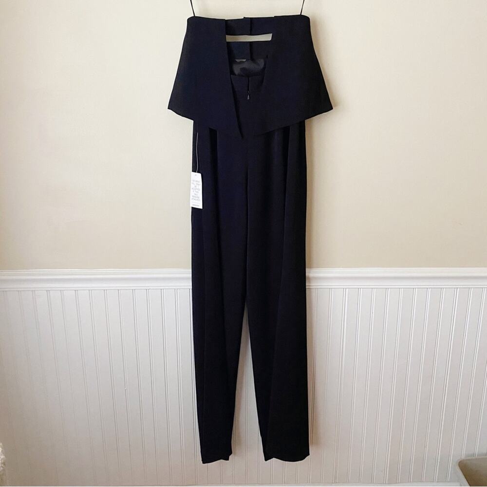 Jay Godfrey | Moore Strapless Ruffle Jumpsuit Wide Leg Cut Out Black Size 2 - Picture 5 of 9